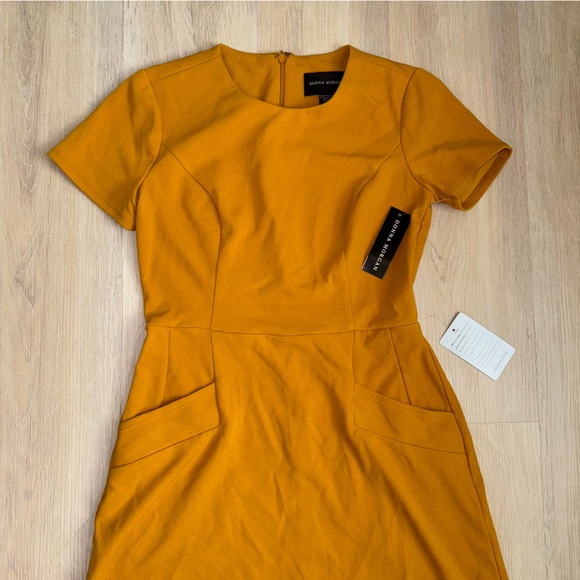 NEW! Donna Morgan yellow work dress with Sleeves. Size 4 - Picture 2 of 6